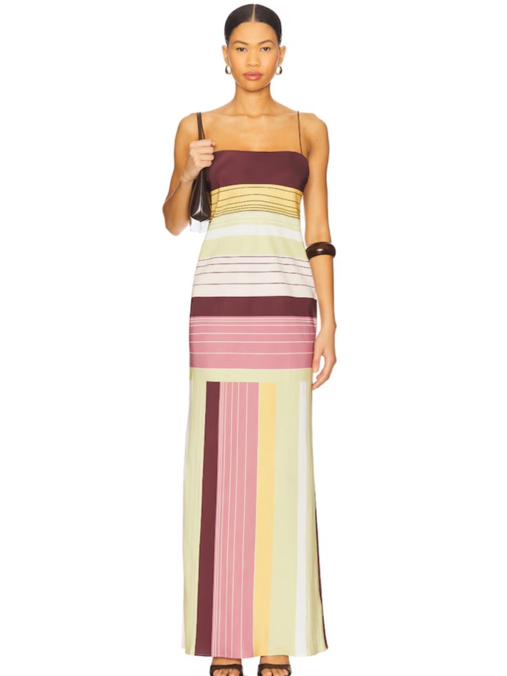 Sleeveless Striped Maxi Dress in Multi-Color